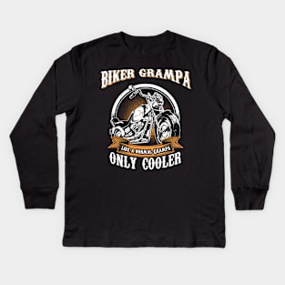 Only Cool Grampa Rides Motorcycles T Shirt Rider Gift Kids Long Sleeve T-Shirt